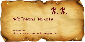 Némethi Nikola névjegykártya